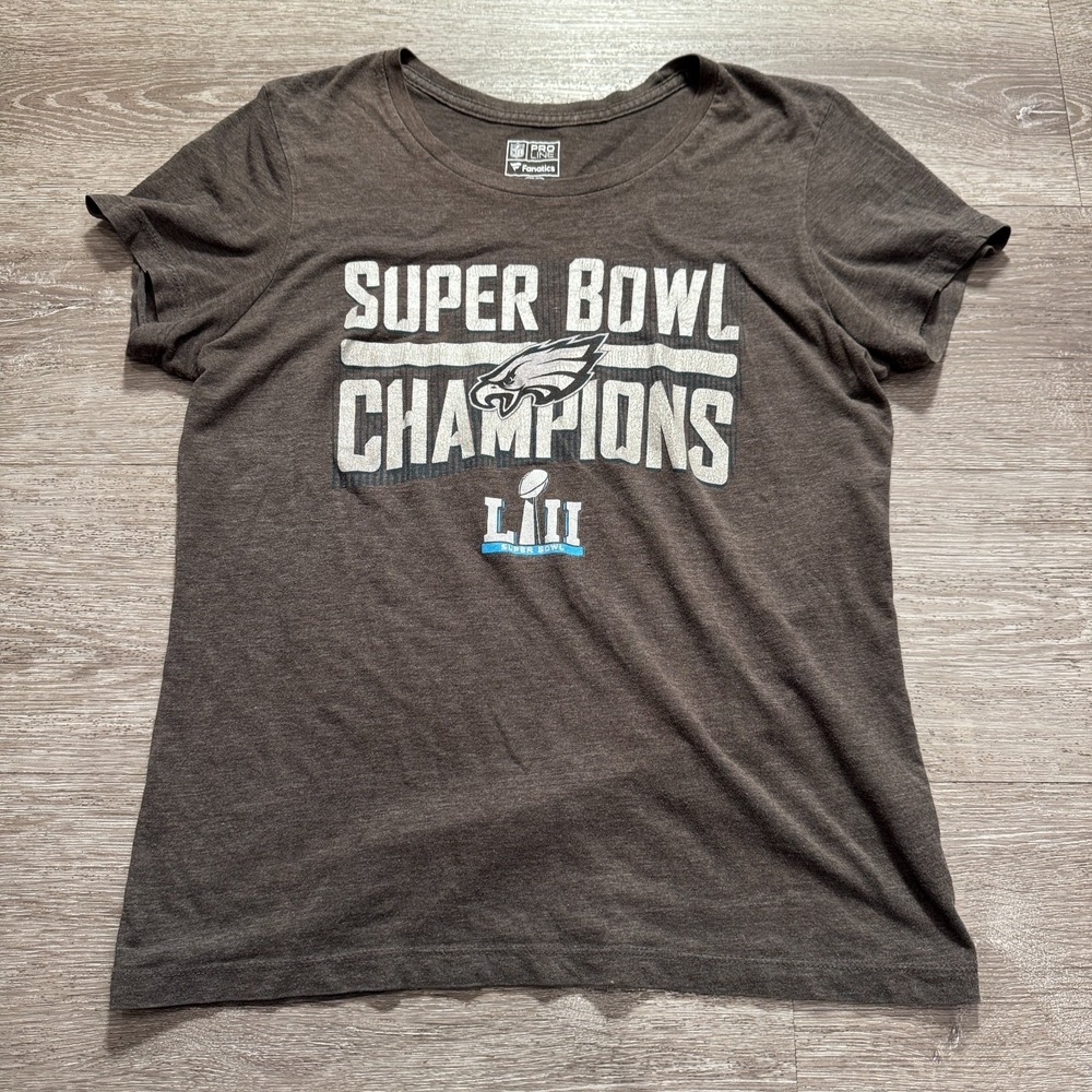 Philadelphia Eagles Shirt Womens Medium Gray Super Bowl Champions LII NFL Adult